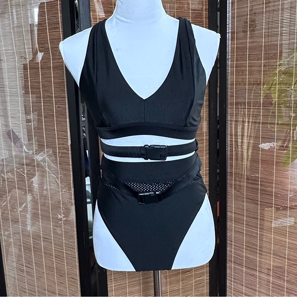 Ryderwear Black Strappy Bikini Set Highwaisted Medium